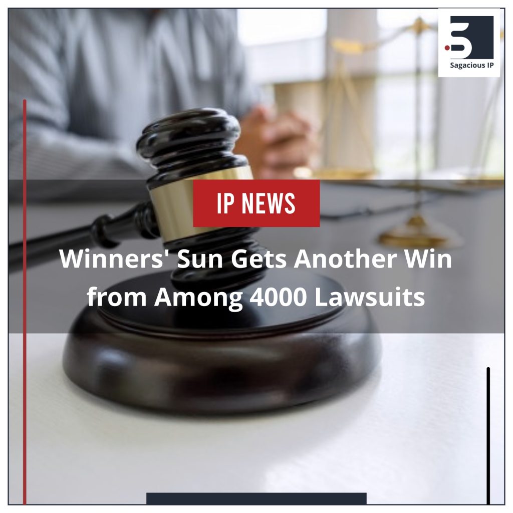 Winners' Sun Gets Another Win from Among 4000 Lawsuits