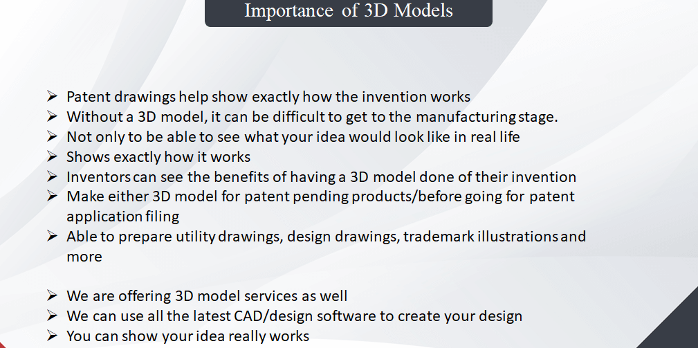 Pointers explaining importance of 3D models.